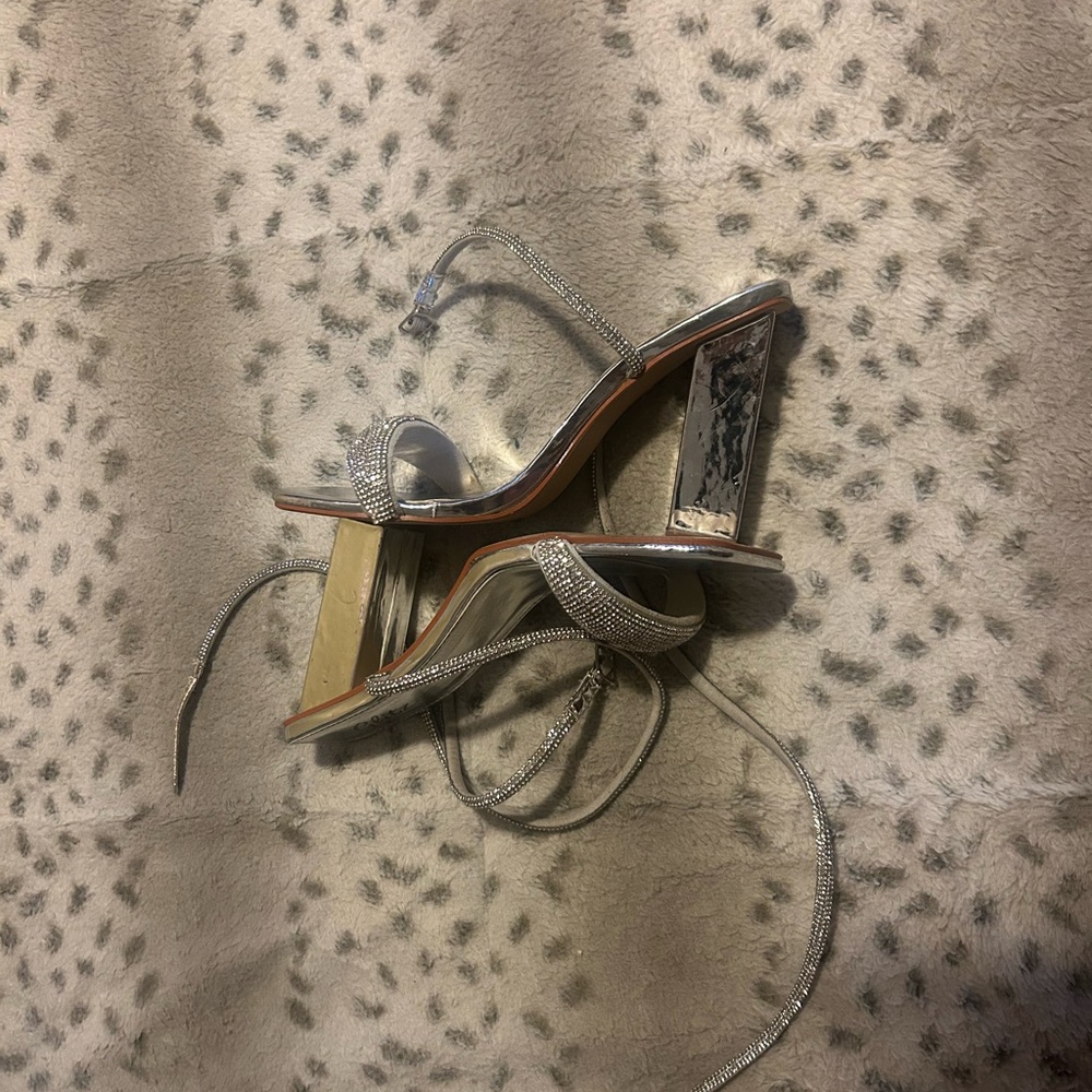 Elegant Silver Strappy Heels